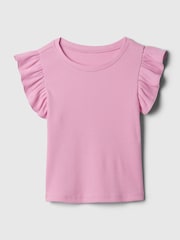 Gap Pink Ruffle Sleeve Crew Neck Short Sleeve T-Shirt (Newborn-5yrs) - Image 1 of 1
