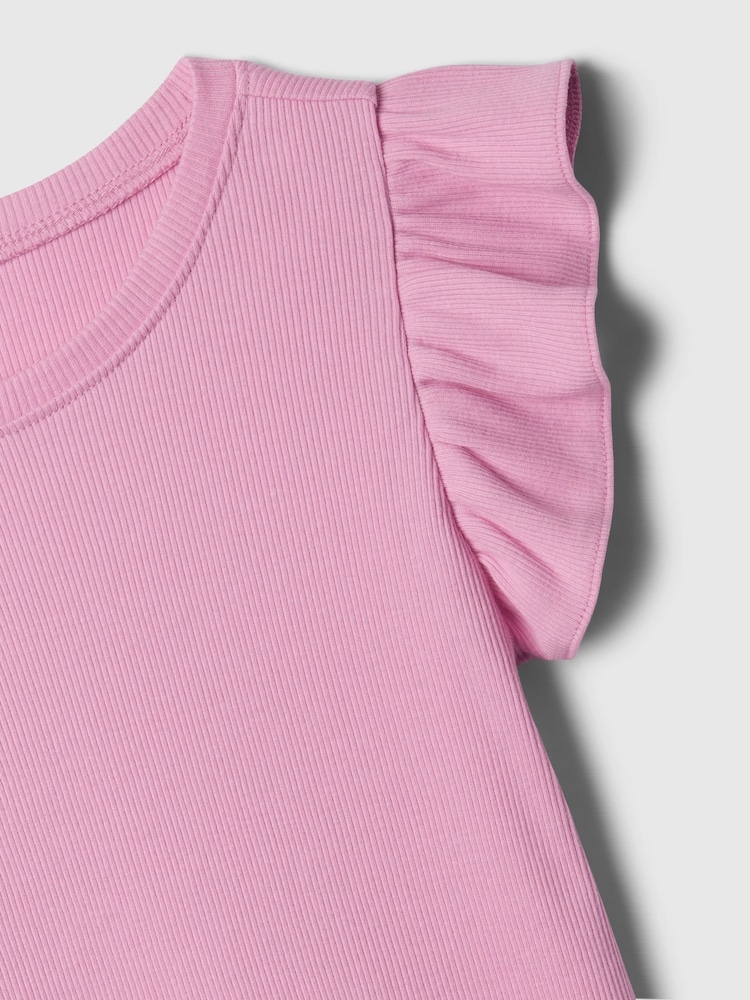Rosa - Gap Rundhals-T-Shirt mit Rüschenärmeln (Neugeborene bis 5 Jahre) - Bild 3 von 3