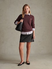 U.S. Polo Assn. Burgundy Red Crew Neck Cable Knit Jumper - Image 3 of 6
