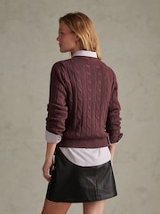 U.S. Polo Assn. Burgundy Red Crew Neck Cable Knit Jumper - Image 4 of 6