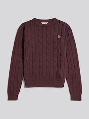 U.S. Polo Assn. Burgundy Red Crew Neck Cable Knit Jumper - Image 5 of 6