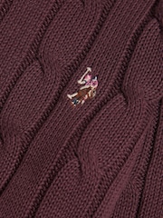 U.S. Polo Assn. Burgundy Red Crew Neck Cable Knit Jumper - Image 6 of 6