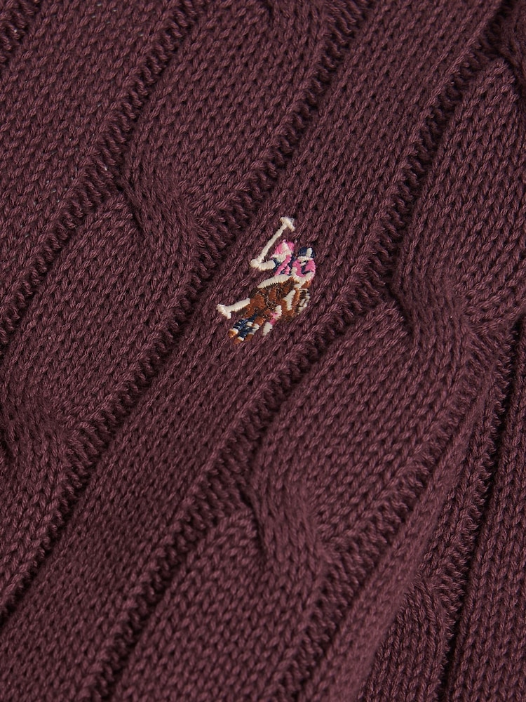 U.S. Polo Assn. Burgundy Red Crew Neck Cable Knit Jumper - Image 6 of 6 U.S. Polo Assn. Burgundy Red Crew Neck Cable Knit Jumper - Image 6 of 6