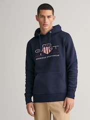 GANT Evening Blue Archive Shield Hoodie - Image 1 of 5