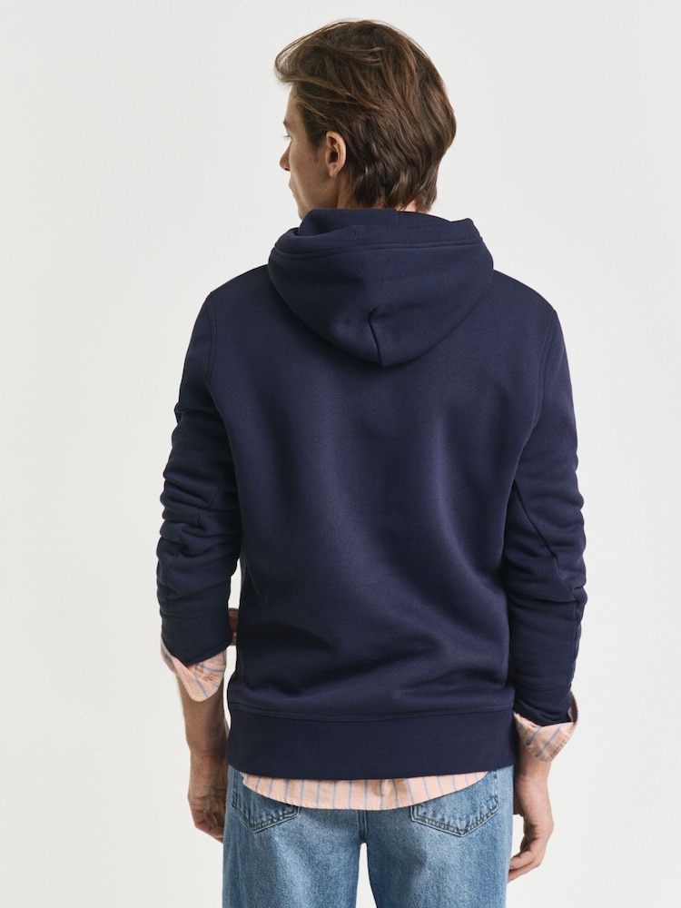 GANT Evening Blue Archive Shield Hoodie - Image 2 of 4 GANT Evening Blue Archive Shield Hoodie - Image 2 of 4