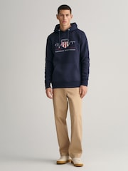 GANT Evening Blue Archive Shield Hoodie - Image 3 of 5