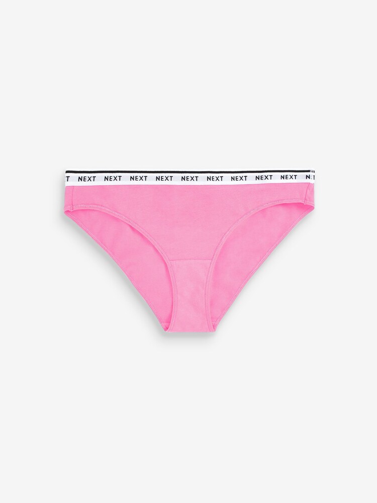Pink/Purple Check Bikini Cotton Rich Logo Knickers 4 Pack - Image 2 of 10