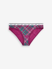 Pink/Purple Check Bikini Cotton Rich Logo Knickers 4 Pack - Image 5 of 10