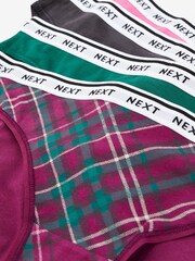 Pink/Purple Check Bikini Cotton Rich Logo Knickers 4 Pack - Image 7 of 10