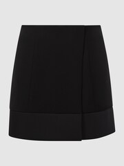 Reiss Black Ruby Satin Trim Mini Skirt - Image 2 of 5