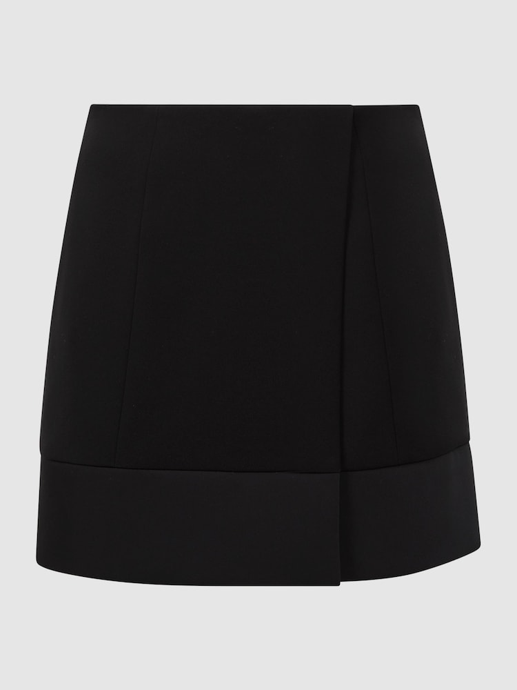 Reiss Black Ruby Satin Trim Mini Skirt - Image 2 of 5