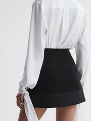 Reiss Black Ruby Satin Trim Mini Skirt - Image 5 of 5