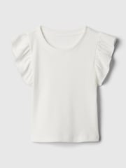 Gap White Ruffle Sleeve Crew Neck Short Sleeve T-Shirt (Newborn-5yrs) - Image 1 of 1