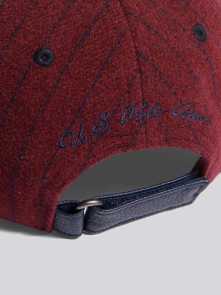 U.S. Polo Assn Red Wool Blend Double Horsemen Cap - Image 3 of 3 U.S. Polo Assn Red Wool Blend Double Horsemen Cap - Image 3 of 3