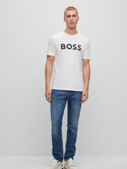 BOSS White/Black Logo Large Chest 100% Cotton T-Shirt - Image 3 of 4