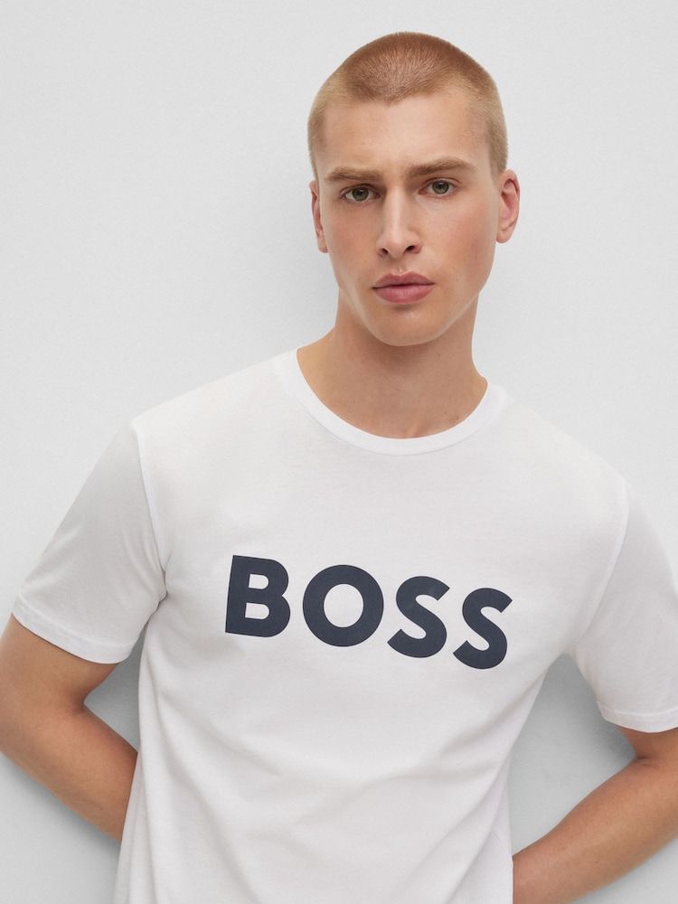 BOSS White/Black Logo Large Chest 100% Cotton T-Shirt - Image 4 of 4