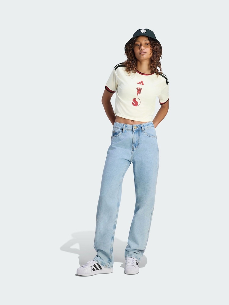 adidas Cream Manchester United 26/27 Third Jersey Crop Top - Image 1 of 5