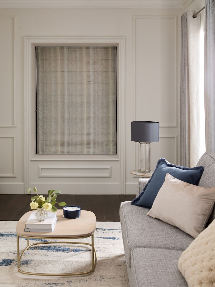 Silver Grey Ready Made Metallic Stripe Roman Blind - Image 2 of 7