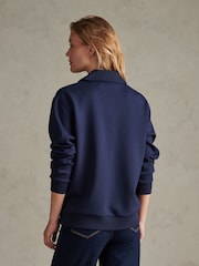 U.S. Polo Assn Blue Womens Open Collar Split Hem Jumper - Image 4 of 7