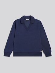 U.S. Polo Assn Blue Womens Open Collar Split Hem Jumper - Image 6 of 7