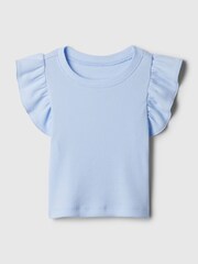 Gap Blue Ruffle Sleeve Crew Neck Short Sleeve T-Shirt (Newborn-5yrs) - Image 1 of 1