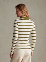U.S. Polo Assn. Green Striped V-Neck Polo Top - Image 4 of 6