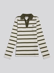 U.S. Polo Assn. Green Striped V-Neck Polo Top - Image 5 of 6
