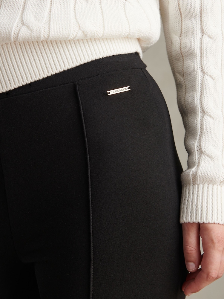U.S. Polo Assn Black Pintuck Ponte Flare Leggings - Image 2 of 7 U.S. Polo Assn Black Pintuck Ponte Flare Leggings - Image 2 of 7