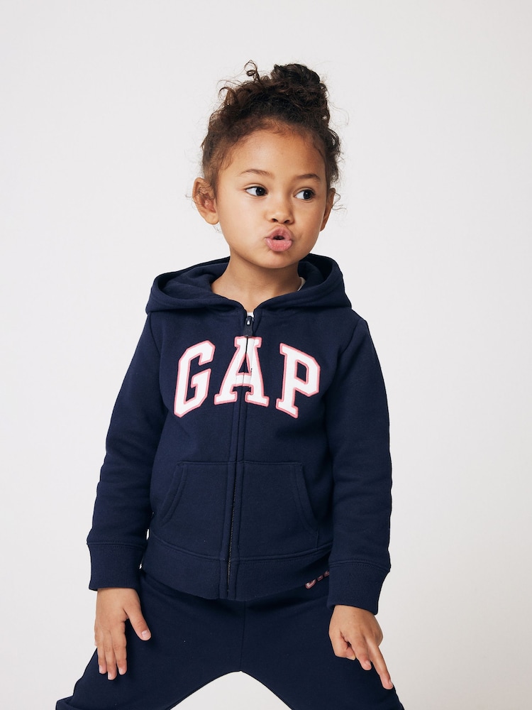 Gap Navy Blue Logo Arch Baby Zip Through Hoodie (Newborn-5yrs) - Image 1 of 9