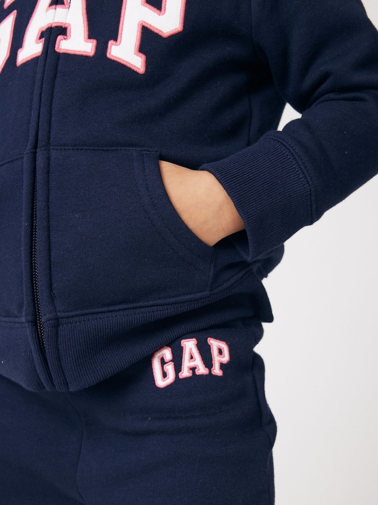 Gap Navy Blue Logo Arch Baby Zip Through Hoodie (Newborn-5yrs) - Image 6 of 9