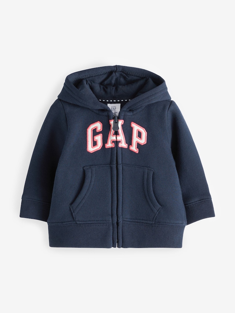 Gap Navy Blue Logo Arch Baby Zip Through Hoodie (Newborn-5yrs) - Image 8 of 9