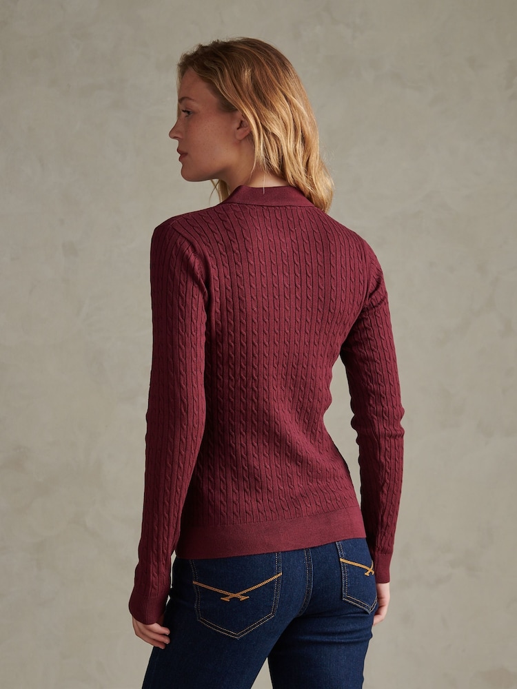U.S. Polo Assn. Red Signature Cable Knit Polo Shirt - Image 4 of 4 U.S. Polo Assn. Red Signature Cable Knit Polo Shirt - Image 4 of 4