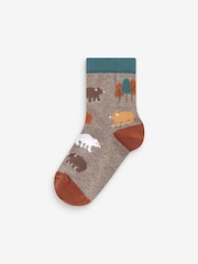 Brown Animal Stripe Cotton Rich Socks 7 Pack - Image 3 of 8