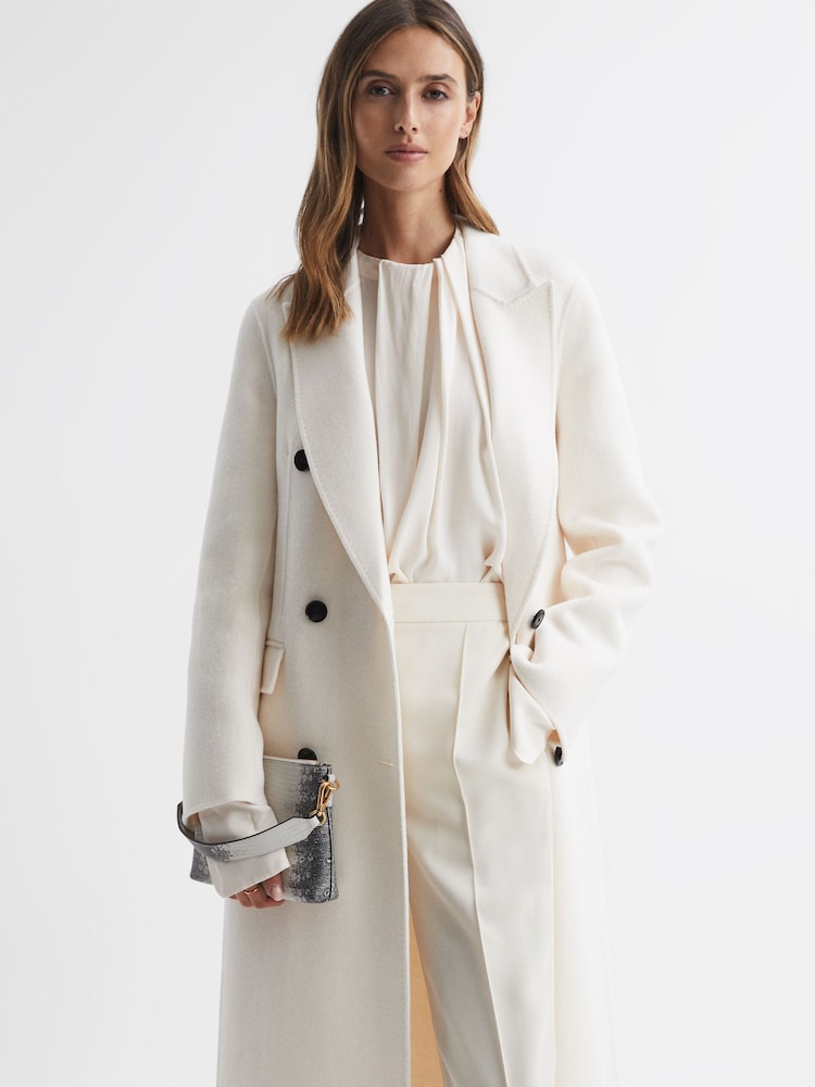 Reiss Grey/White Brompton Leather Double Strap Pouch Bag - Image 2 of 5