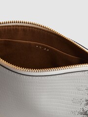 Reiss Grey/White Brompton Leather Double Strap Pouch Bag - Image 3 of 5