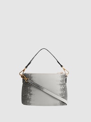 Reiss Grey/White Brompton Leather Double Strap Pouch Bag - Image 4 of 5