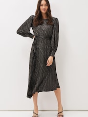 Phase Eight Black Clairette Asymmetric Sparkle Dress - Image 4 of 8