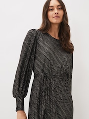 Phase Eight Black Clairette Asymmetric Sparkle Dress - Image 5 of 8