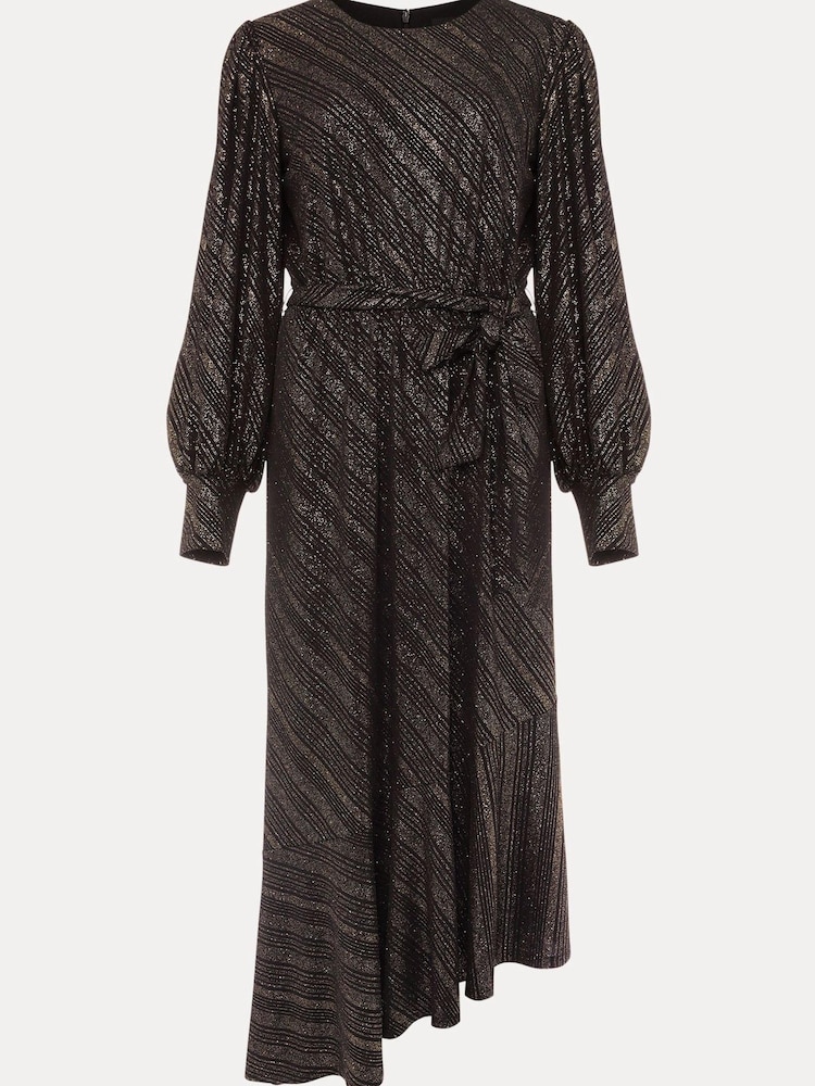 Phase Eight Black Clairette Asymmetric Sparkle Dress - Image 8 of 8