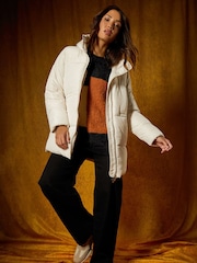 Roman White Padded Hooded Mid Length Coat - Image 2 of 5