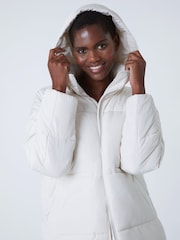 Roman White Padded Hooded Mid Length Coat - Image 4 of 5