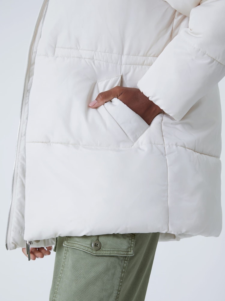 Roman White Padded Hooded Mid Length Coat - Image 5 of 5