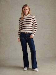 Natural - U.S. Polo Assn Stripe Crew Neck Cable Jumper - Imagen 3 de 6
