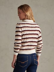 Natural - U.S. Polo Assn Stripe Crew Neck Cable Jumper - Imagen 4 de 6