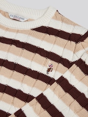 Natural - U.S. Polo Assn Stripe Crew Neck Cable Jumper - Imagen 6 de 6
