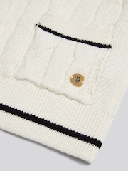 U.S. Polo Assn Cream Gold Button Tipped Cable Knit Cardigan - Image 2 of 2