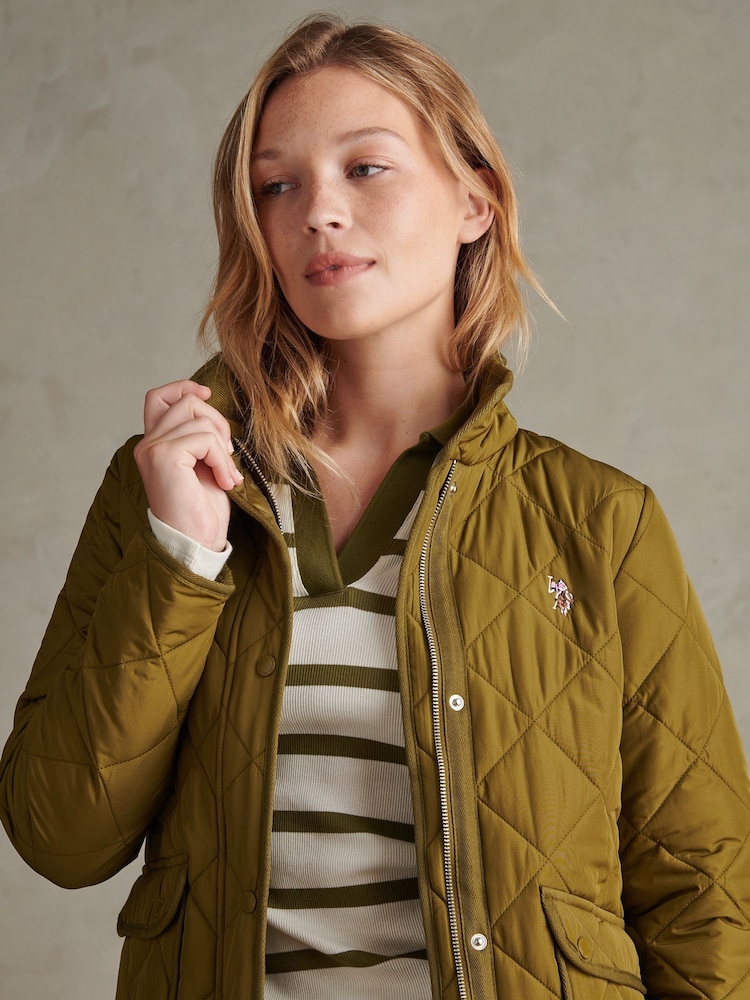 Grön - U.S. Polo Assn Diamantquiltad jacka - Bild 2 av 10