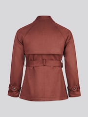 U.S. Polo Assn. Dark  Brown Short Suedette Belted Trench Coat - Image 10 of 10