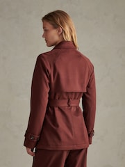 U.S. Polo Assn. Dark  Brown Short Suedette Belted Trench Coat - Image 4 of 10