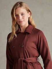 U.S. Polo Assn. Dark  Brown Short Suedette Belted Trench Coat - Image 5 of 10